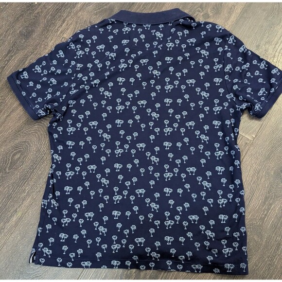 Banana Republic Polo Shirt Men M Blue Palm Tree Cotton Short Sleeve Pullover - Picture 2 of 3